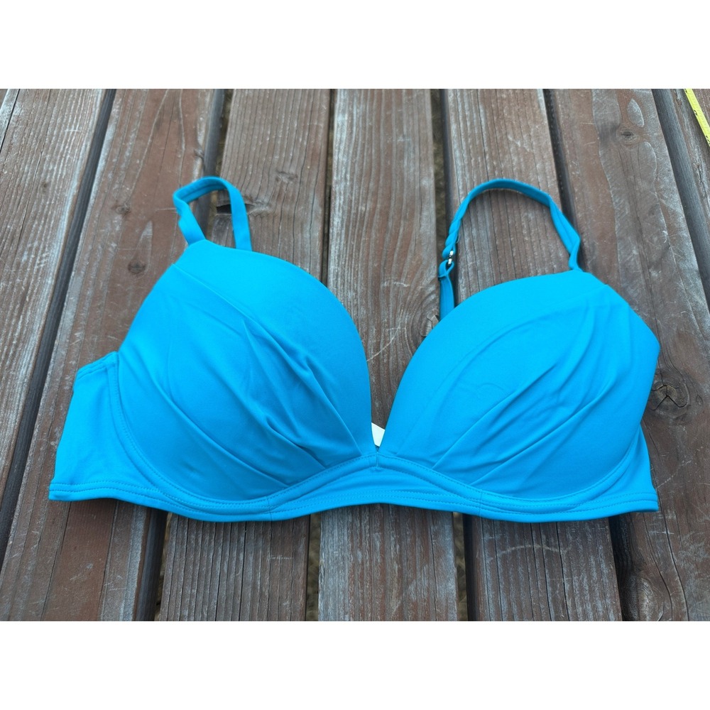Victorias Secret Angel Convertible Bikini Top Blue Underwire Pleated 36C